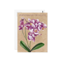 Purple Taupe Orchid Watercolor Floral Personalised