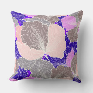 Purple/Taupe Reversible Fan Leaf Pillow