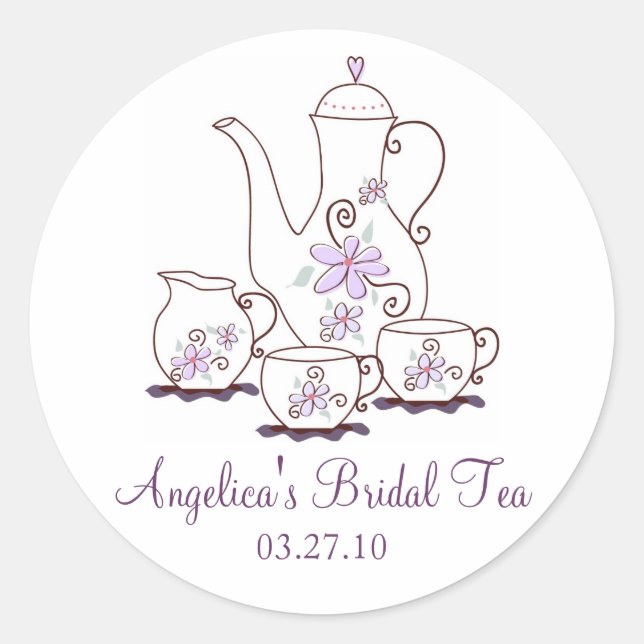 Purple Tea Set Bridal Tea Stickers (Front)