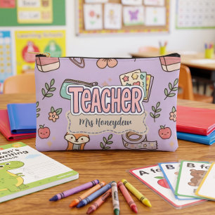 Purple Teacher Appreciation School Supplies Accessory Pouch