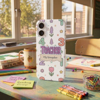Purple Teacher School Numbers Pattern 