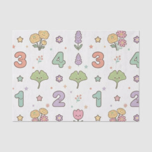 Purple Teacher School Numbers Pattern Tissue Paper