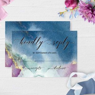 Purple, Teal and Blue Watercolor Wedding RSVP