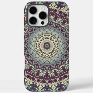 Purple Teal and Cream Mandala Pattern iPhone 16 Pro Max Case