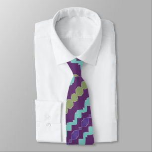 Purple Teal And Green Patterned Tie