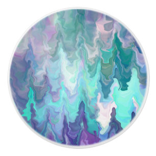 Purple, Teal and Turquoise Abstract Ceramic Knob