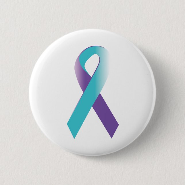 Purple & Teal Awareness Ribbon 6 Cm Round Badge (Front)