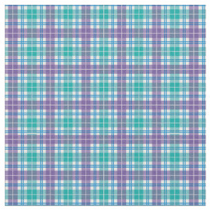 Purple Teal Blue Cool Summer Rainbow Plaid Tartan Fabric