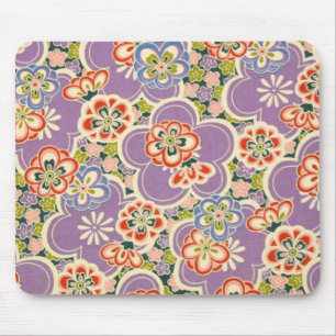 Purple, Teal, Blue, Red, Green & White Flowers Mouse Pad