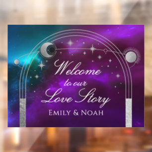 Purple Teal Celestial Love Story Wedding Welcome