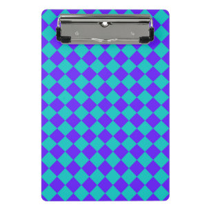 Purple Teal Chequered Diamond Pattern  Mini Clipboard