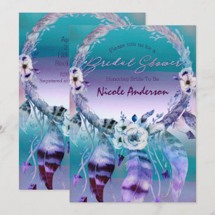 Purple & Teal Dream Catcher Boho Bridal Shower Invitation