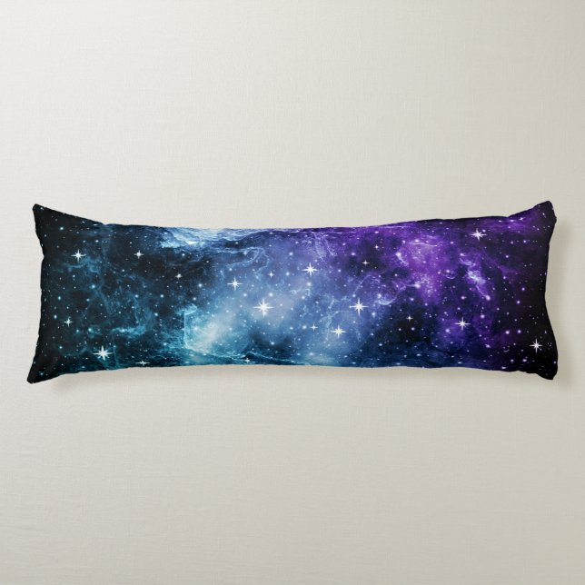 Purple Teal Galaxy Nebula Dream #1 Body Cushion (Front)