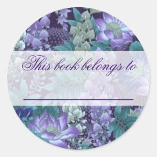Purple & Teal Jungle Flowers Classic Round Sticker
