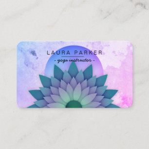 Purple Teal Meditation Holistic Lotus Flower Yoga Business Card