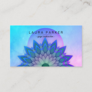Purple Teal Meditation Holistic Lotus Flower Yoga Business Card
