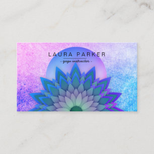 Purple Teal Meditation Holistic Lotus Flower Yoga Business Card