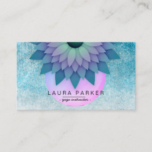 Purple Teal Meditation Holistic Lotus Flower Yoga Business Card
