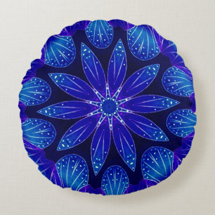 Purple & Teal Petals Mandala Round Cushion
