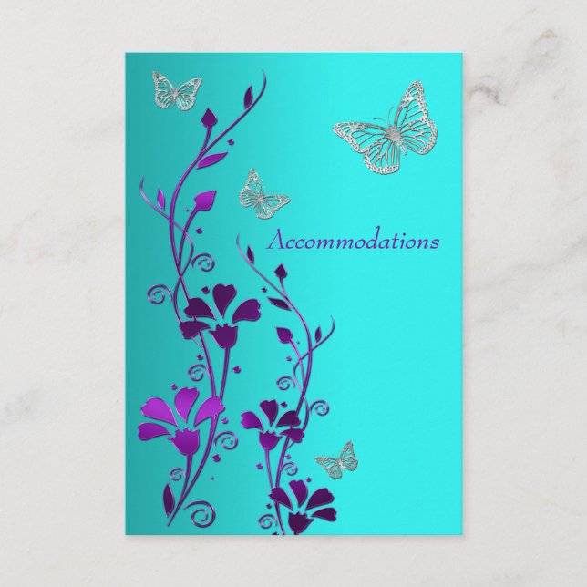 Purple Teal Silver Floral, Butterflies Enclosure (Front)