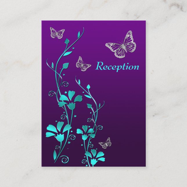 Purple, Teal, Silver Floral Butterflies Enclosure (Front)