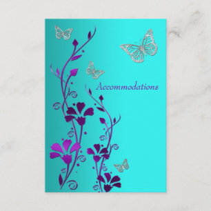 Purple Teal Silver Floral, Butterflies Enclosure Card