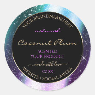 Purple Teal Sparkle Glitter Frame Product Label