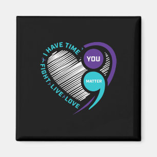Purple Teal Suicide Awareness Semi Colon You Probl Magnet