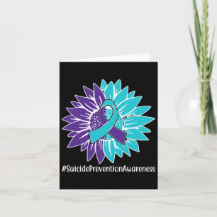 Purple Teal Sunflower Ribbon Suicide Prevention Aw Card