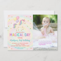 Purple & Teal Unicorn Birthday Invitation