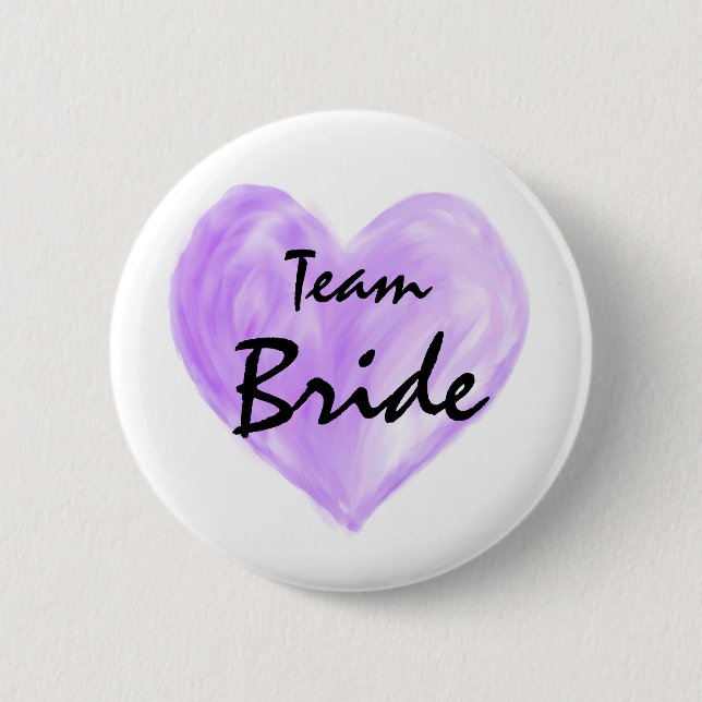 Purple Team Bride Abstract Paint Love  Button (Front)