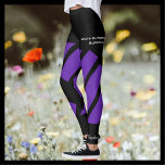 Purple Team/Club Leggings with Fake Shorts<br><div class="desc">These PERSONALIZED, unique, FUN leggings are decorated with off centre purple and black stripes. Fake black shorts and socks complete the look. Personalised Club or Team Name (2 lines) is on left side of shorts (or delete). Personalised white script NAME is near BOTTOM OF LEFT LEG. Great clothing for fitness...</div>
