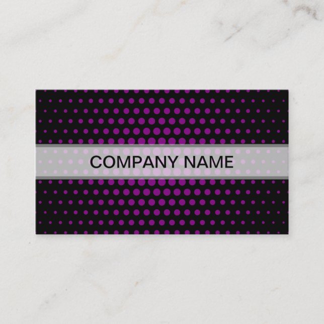 Purple Techno Dots Modern Black Business Card (Front)