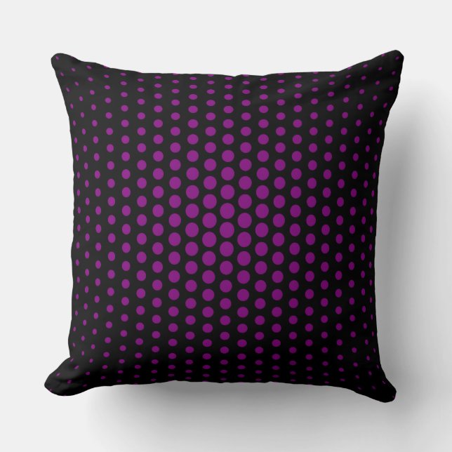 Purple Techno Dots Modern Black Cushion (Front)