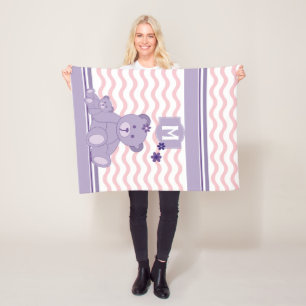 Purple Teddy Bear Design - Customise Your Own Fleece Blanket