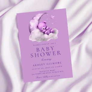 Purple Teddy Bear Lavender Baby Shower  Invitation