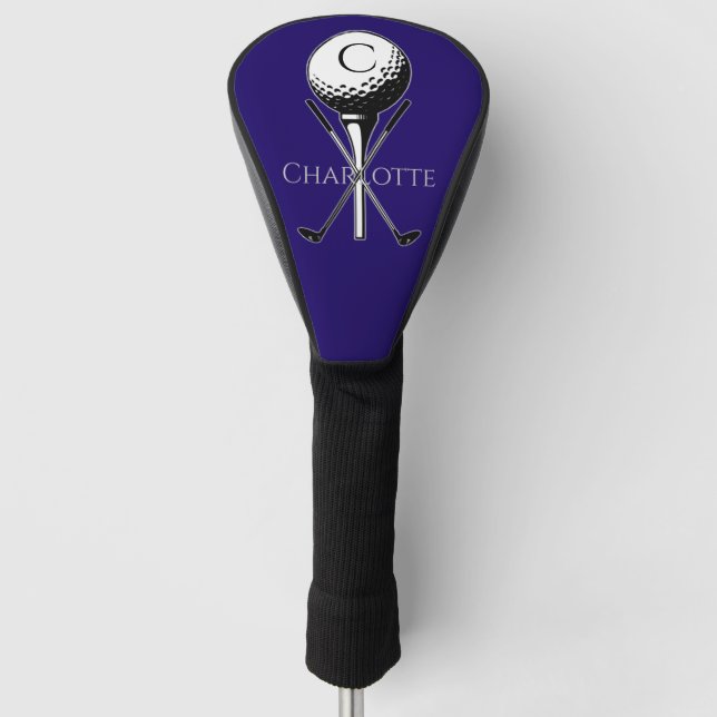 Purple Tee Monogrammed Golf Tee Head Cover (Front)