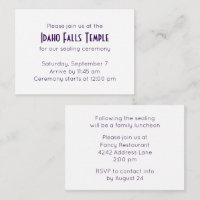 Purple Temple Sealing & Meal Invitation