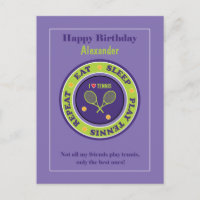 Purple Tennis 🎾  Happy Birthday Postcard