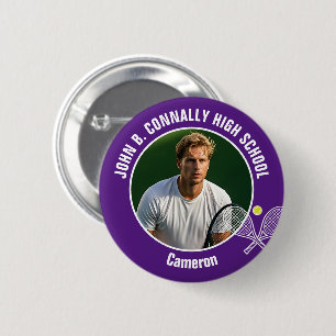Purple Tennis Player Photo High School Spirit 6 Cm Round Badge