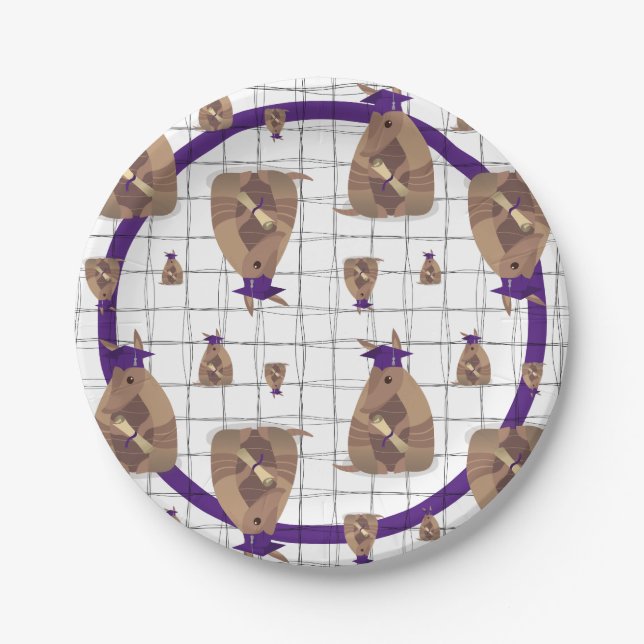 Purple Texas Graduate Armadillo Paper Plate (Front)
