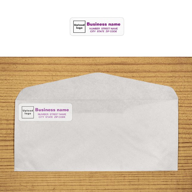 Purple Text Business Return Address Labels (Return address label in purple text on envelope)
