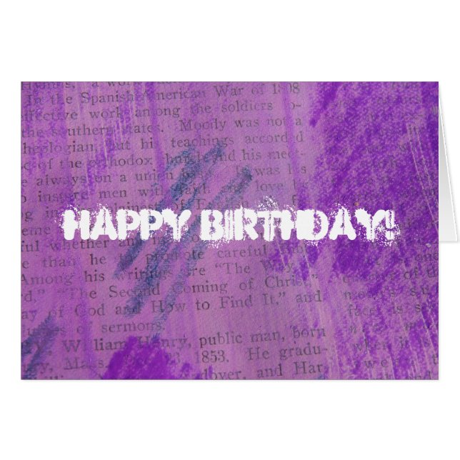 Purple Text, Happy Birthday! (Front Horizontal)