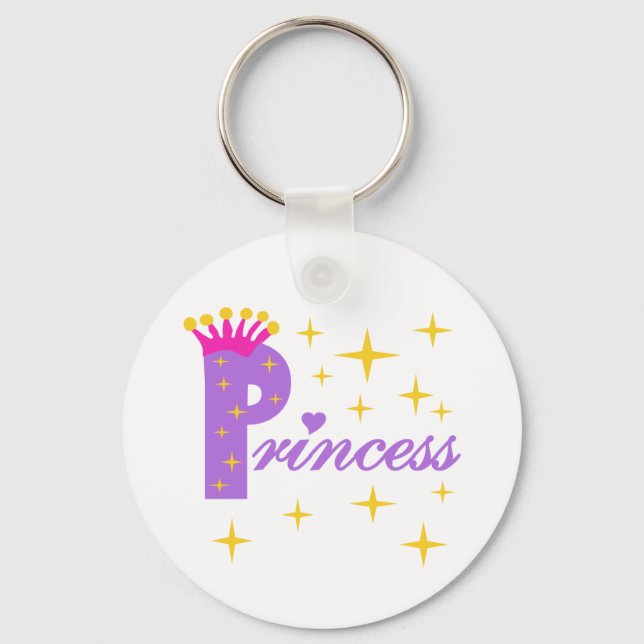 Purple Text Princess Key Ring (Front)