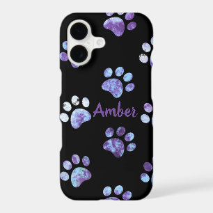 Purple Textured Paw Print Pattern Personalised