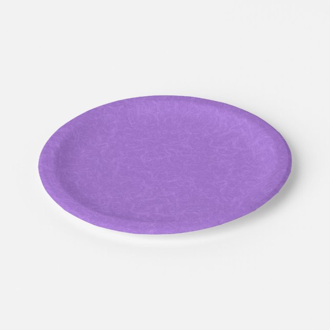 Purple textured surface with swirling pattern paper plate (Angled)