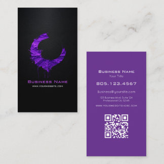 Purple Textured Swirl • Custom Editable Black Business Card
