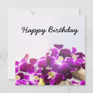 Purple Thai Orchid is on white background birthday Card