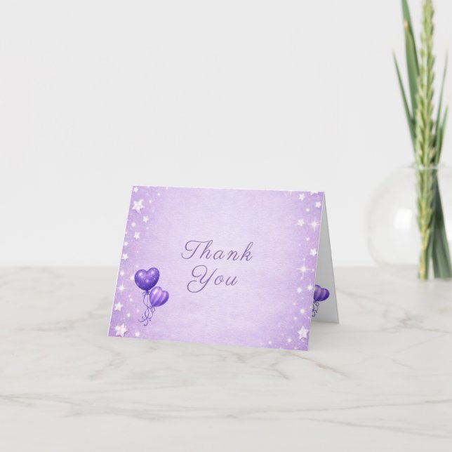 Purple Thank You Card - Balloon Celebration Theme (Front)