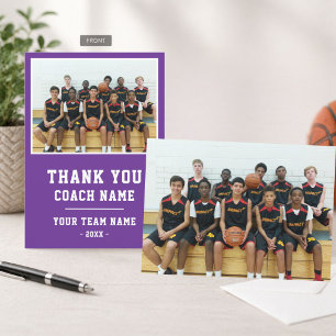Purple Thank you Coach Card Team Name Photo